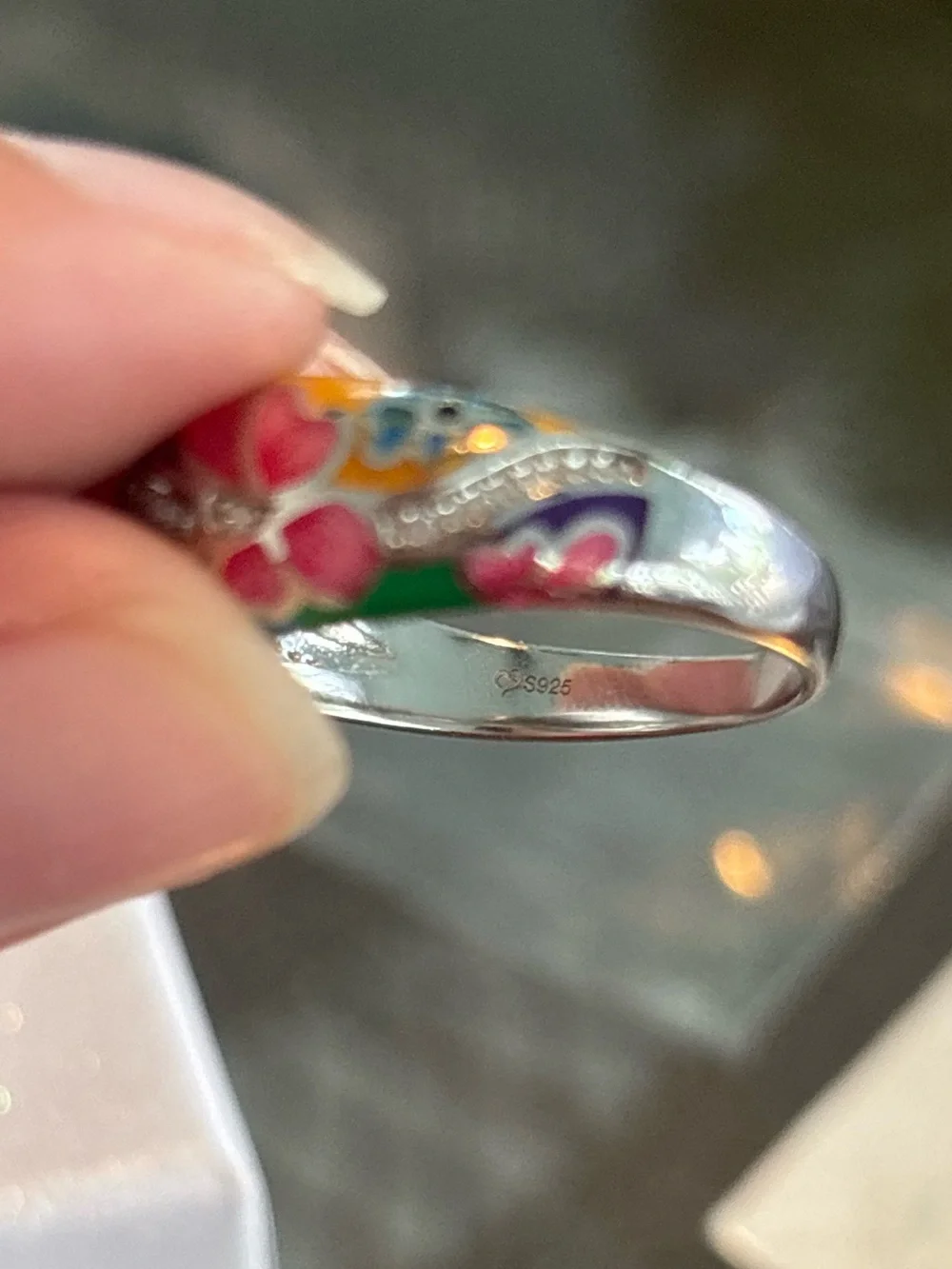 Jeulia 'Natural Beauty' Sterling Silver Enamel Dome Ring